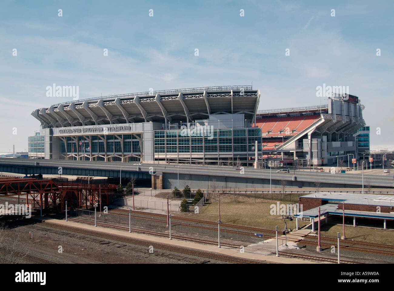Die Innenstadt von Cleveland Ohio Sehenswürdigkeiten und Touristenattraktionen Cleveland Browns Fußball Stadium Stockfoto