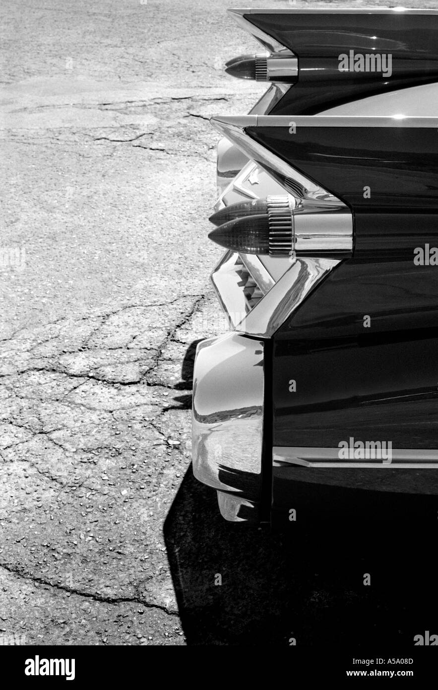 Der Cadillac zurückgenommen, im Straßencafé in entfernten Kalifornien Stockfoto
