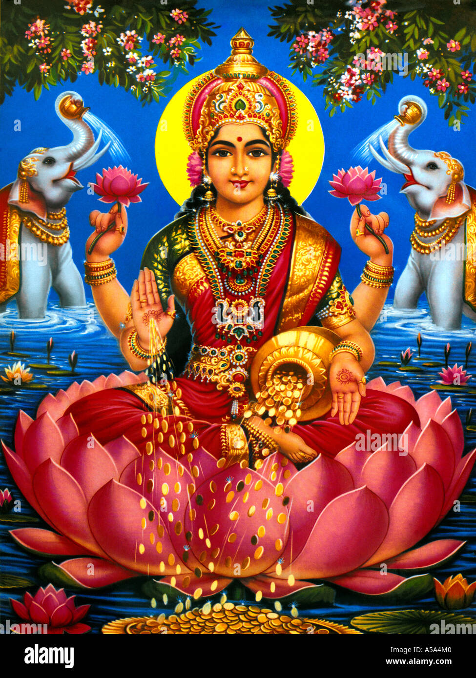 Lakshmi Hindu-Göttin des Reichtums Glück und Wohlstand Stockfoto