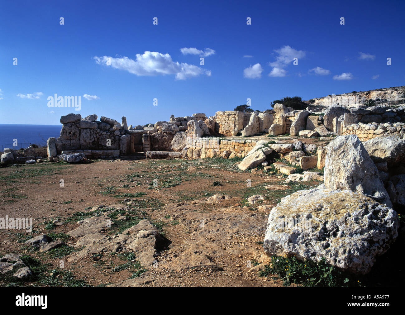 Mnajdra Tempel (4000 v. Chr.), Malta Stockfoto