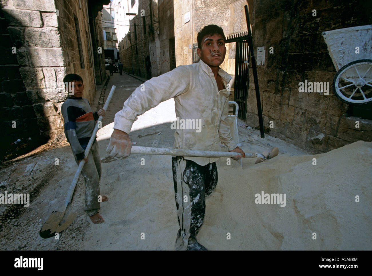 Bauarbeiter in Aleppo Syrien Stockfoto