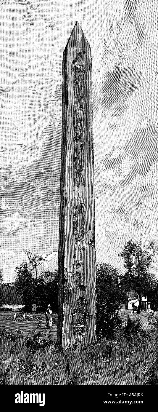 Gravur des Obelisken in Heliopolis Stockfoto