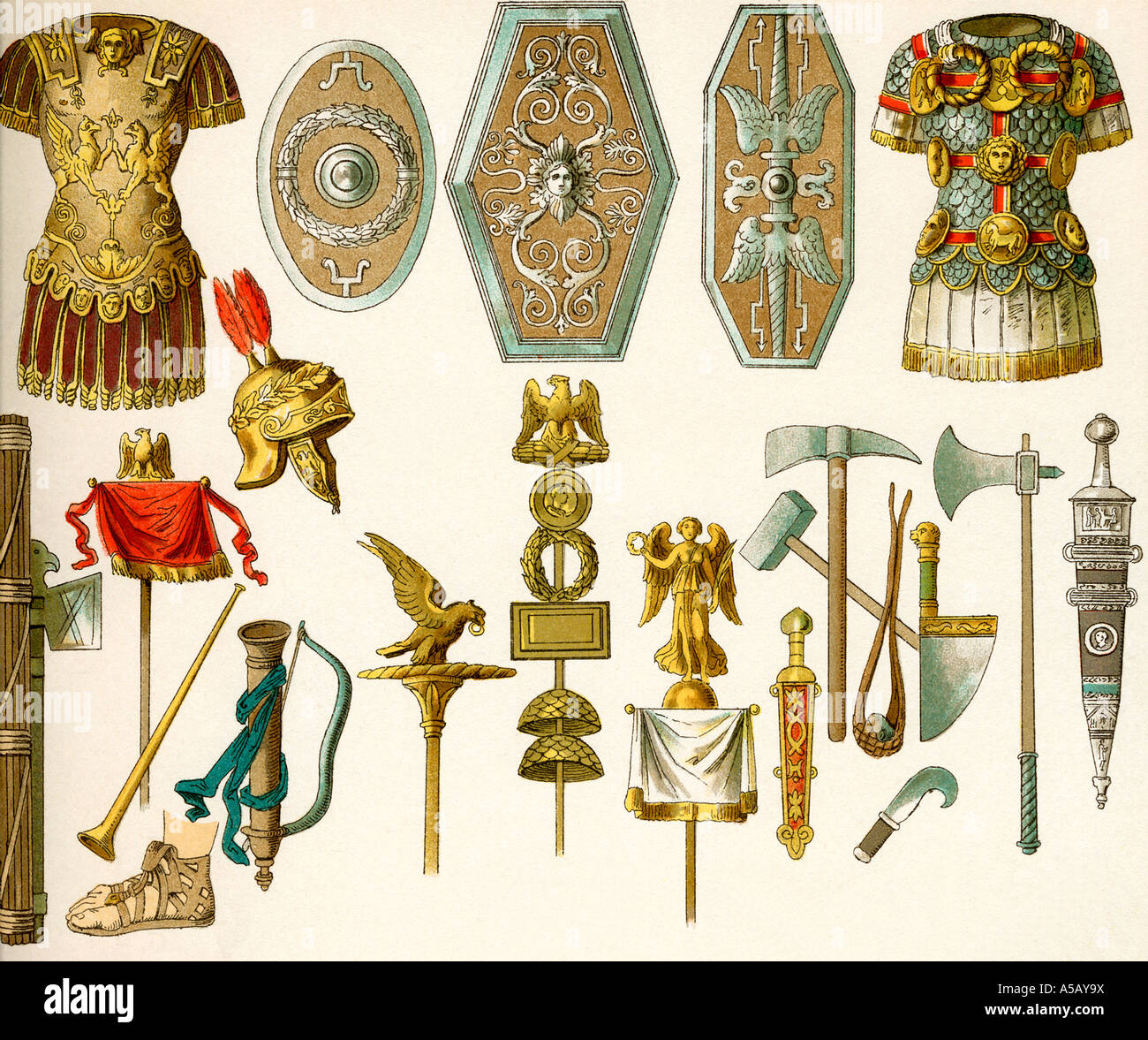 Antike römische Waffen und Rüstungen Stockfoto