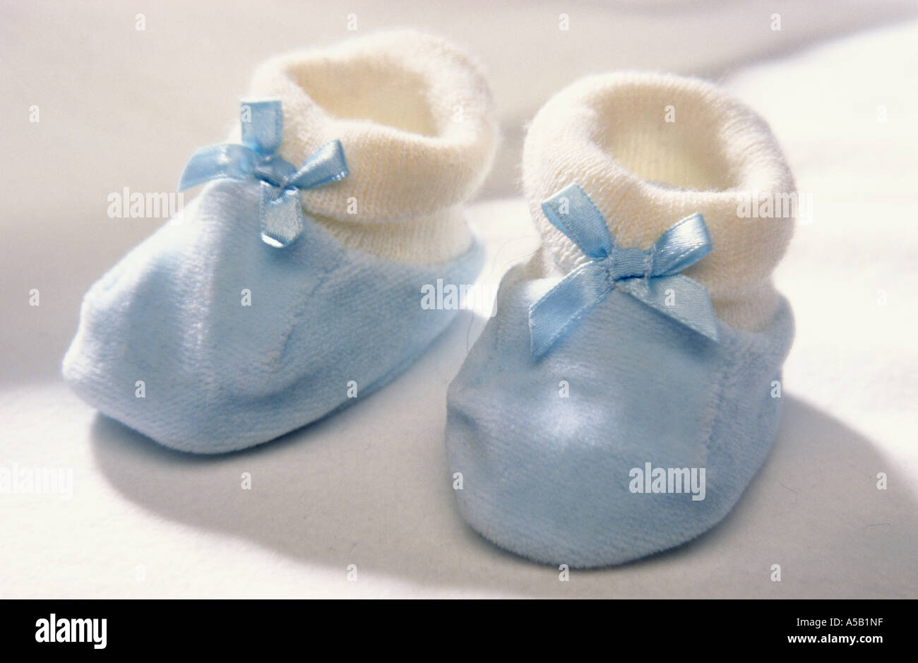 Weiche Babyschuhe blau Stockfoto