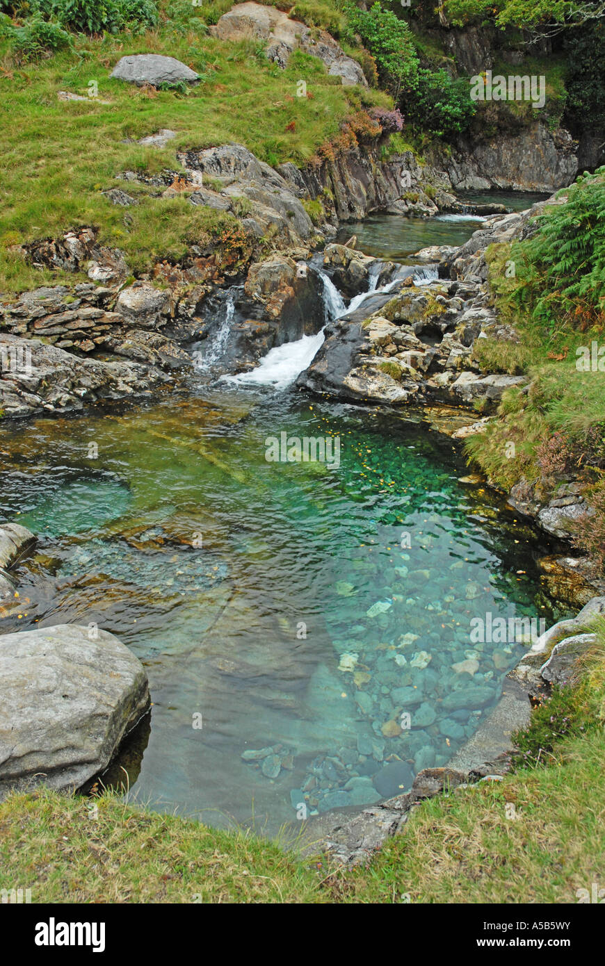 Wasserfall in den Ausläufern der Snowdon Stockfoto