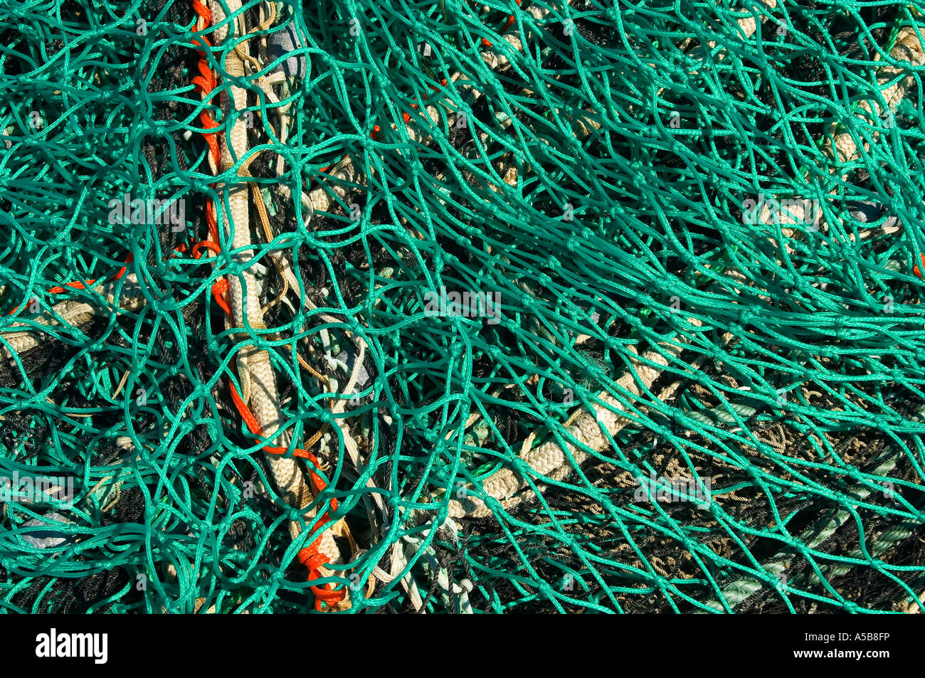 Nahaufnahme der grünen Fischernetz. Stockfoto