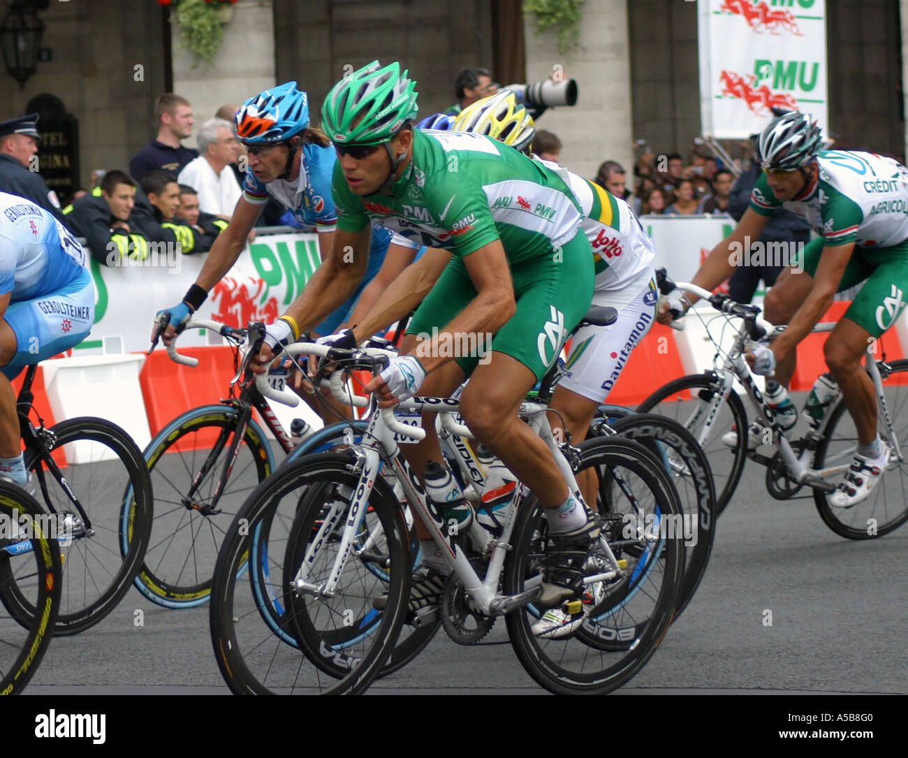 Thor Hushovd Tour de France grüne Trikot Gewinner 2005 Endstromkreis in Paris Stockfoto