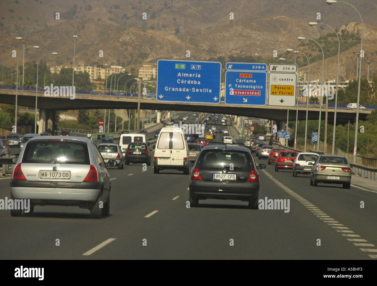 Malaga Spanien Verkehr auf der Autobahn A7 E15 Stockfoto