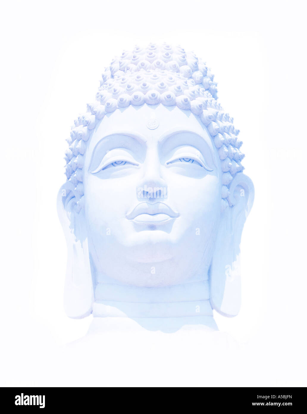 Leichte blaue Buddha Kopf auf weiß. Indien Stockfoto