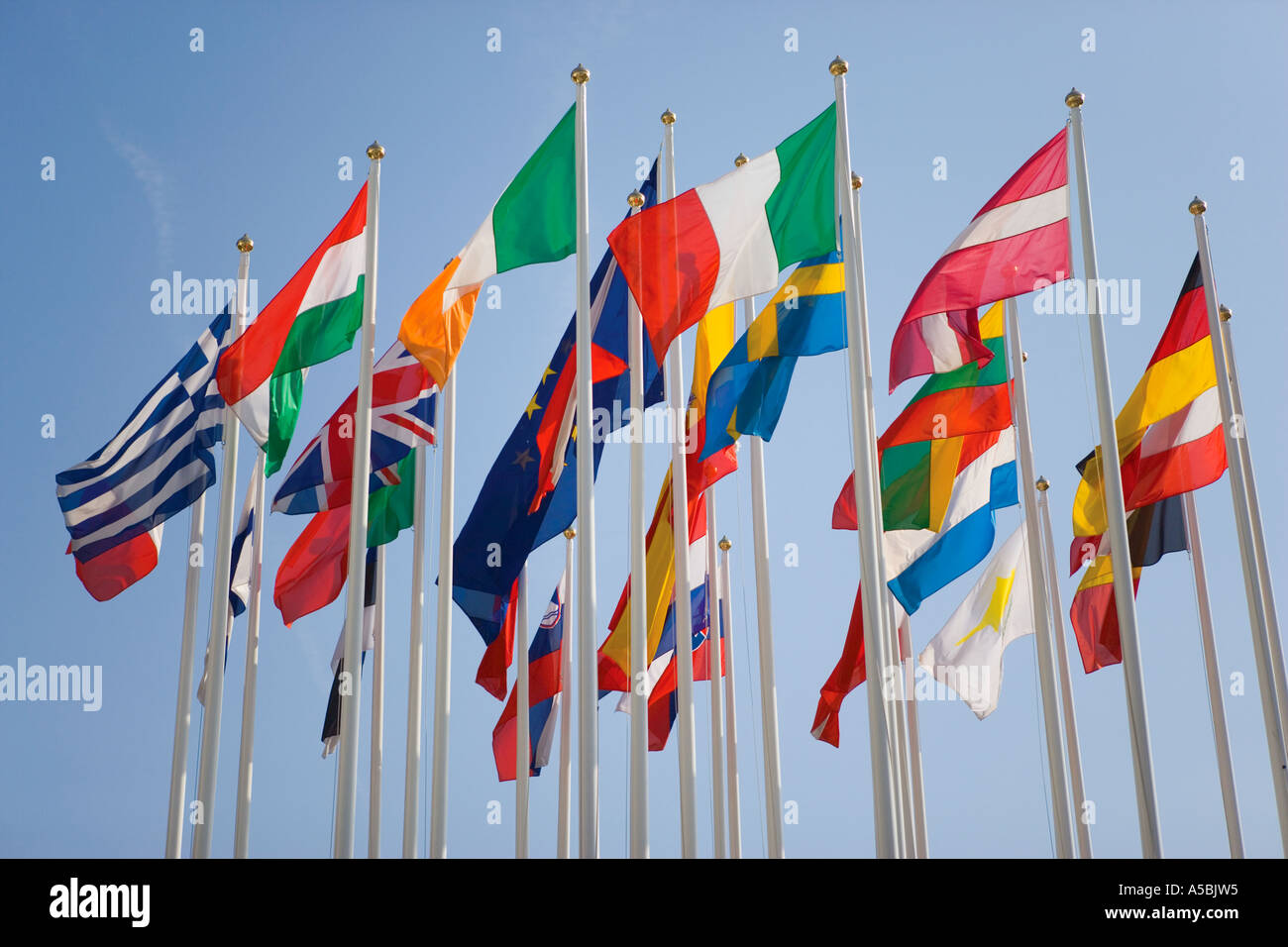 Gruppe von internationalen Fahnen Stockfoto