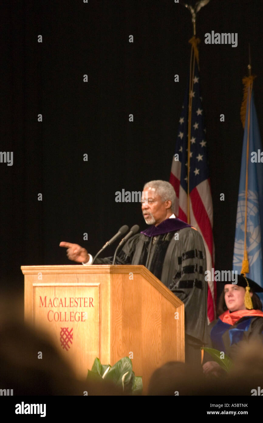 Kofi Annan UNO-Generalsekretär spricht am Macalester College. St Paul Minnesota USA Stockfoto