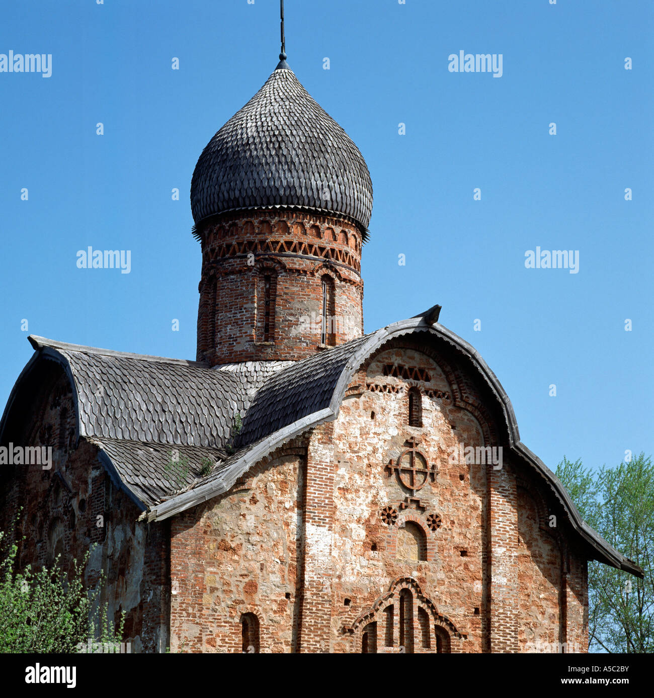 Nowgorod, Peter-Und-Paul-Kirche (Koshewniki), Westseite Stockfoto