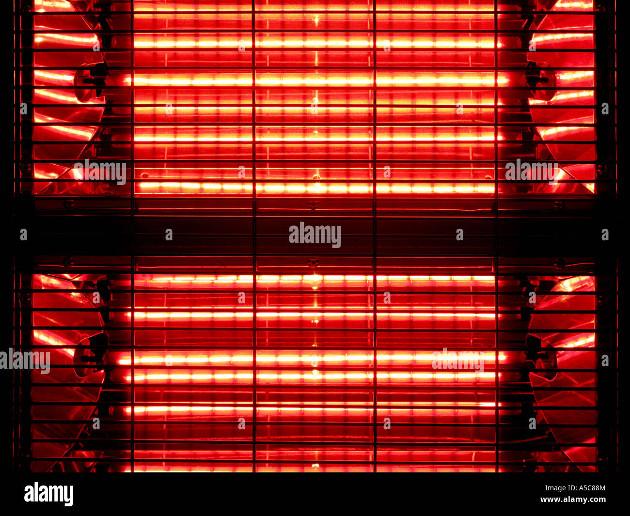 Elemente eines Heizung leuchtenden roten geben einen Eindruck von Wärme, Stockfoto