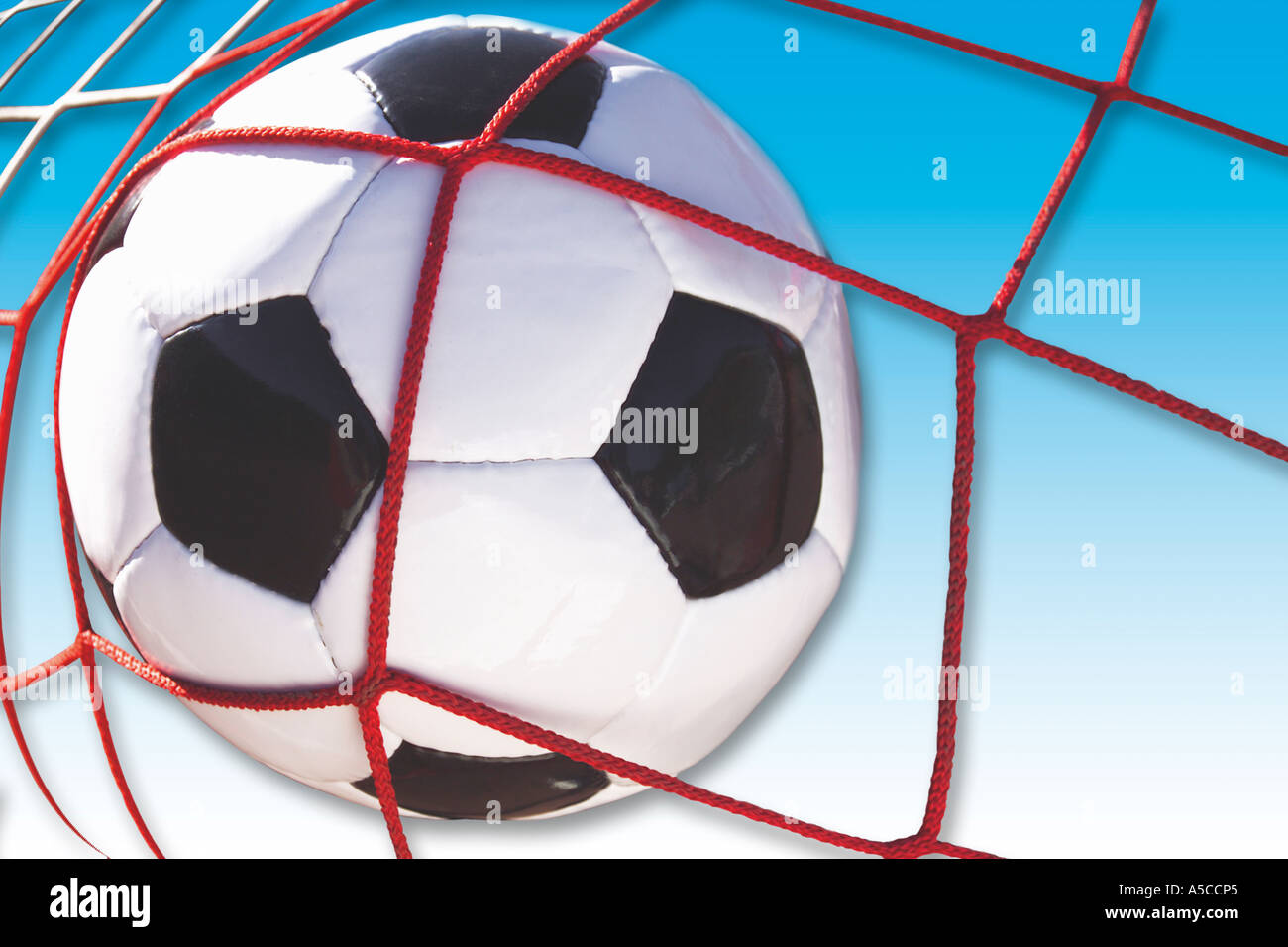 Fußball in einem Fußball Netto, Nahaufnahme Stockfoto