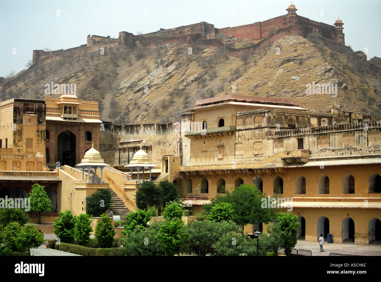 Im 16. Jahrhundert Amber Fort in Jaipur Rajasthan eine Mischung aus hinduistischen und muslimischen Architektur Stockfoto