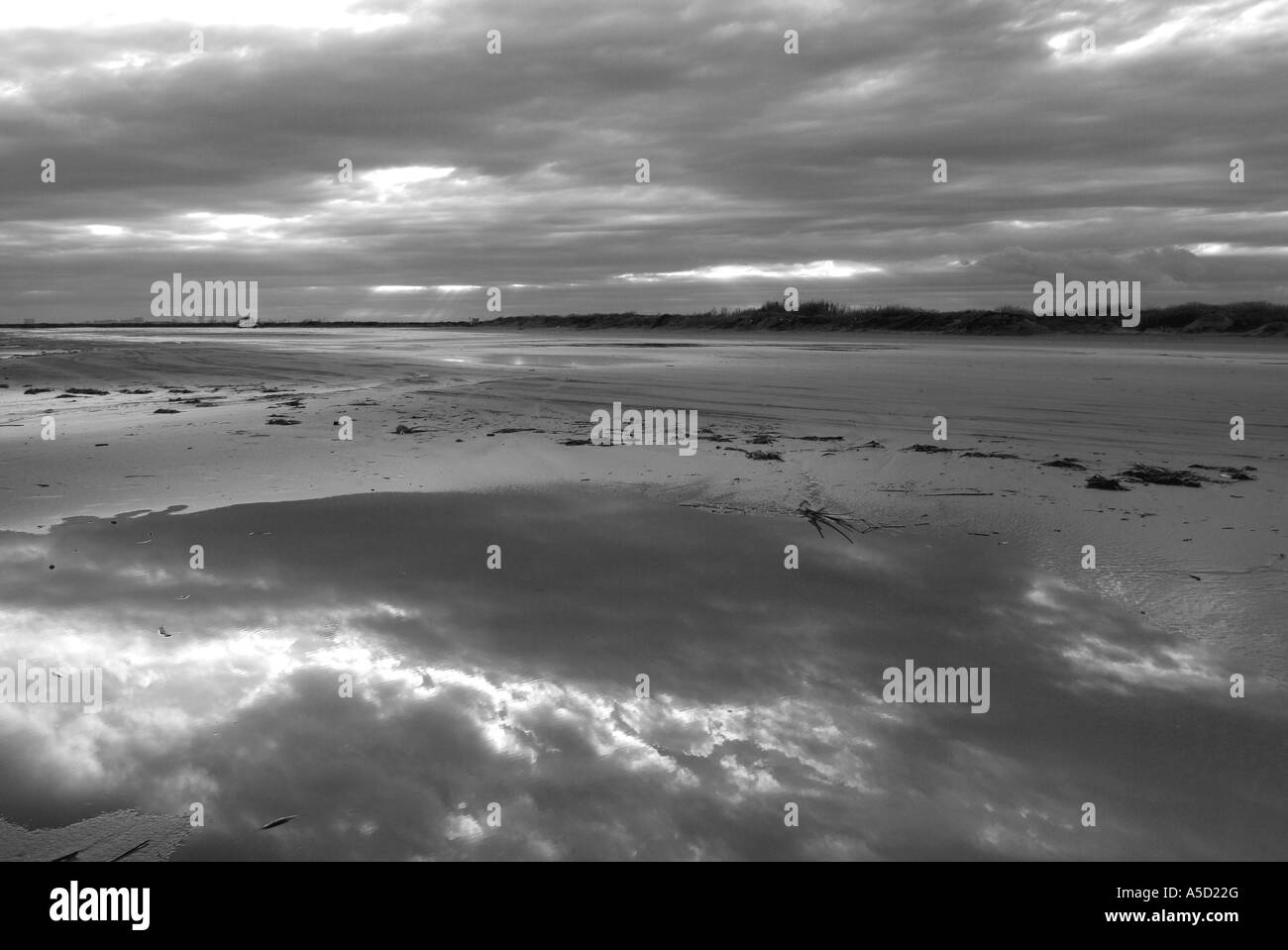 Reflektion der Sonne am Strand auf der Bolivar-Halbinsel Stockfoto