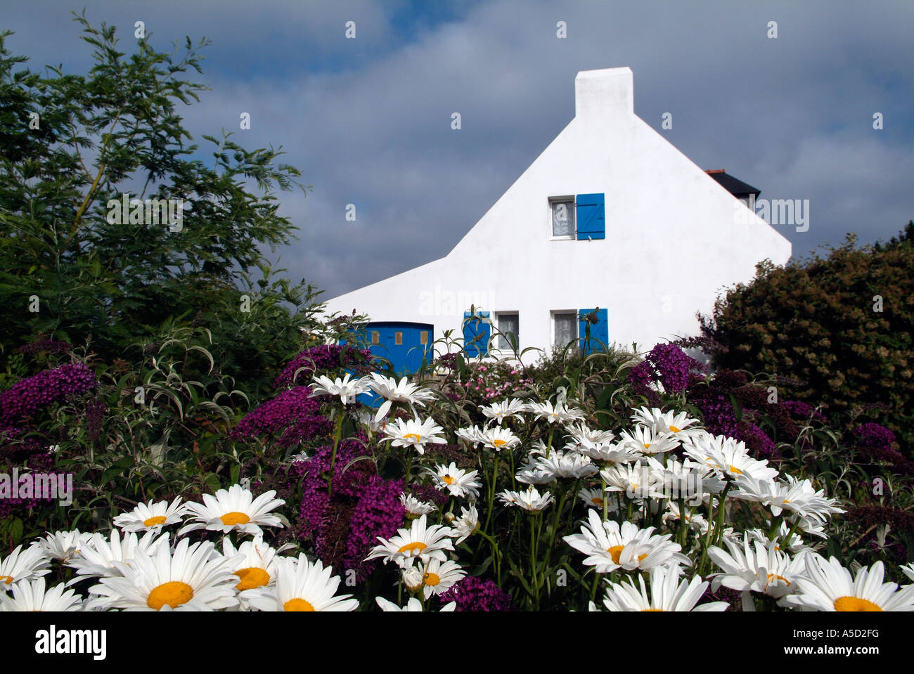 Typisches Haus in einem Dorf in der Belle-Ile En Mer, Bretagne Stockfoto