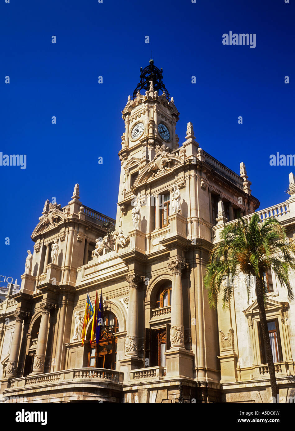 Plaza del Ayuntamiento Rathaus Valencia, Spanien Stockfoto