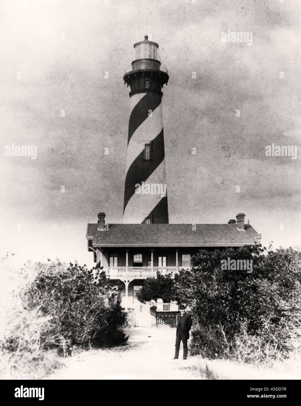 Historisches Foto des Leuchtturms in St. Augustine Florida Stockfoto