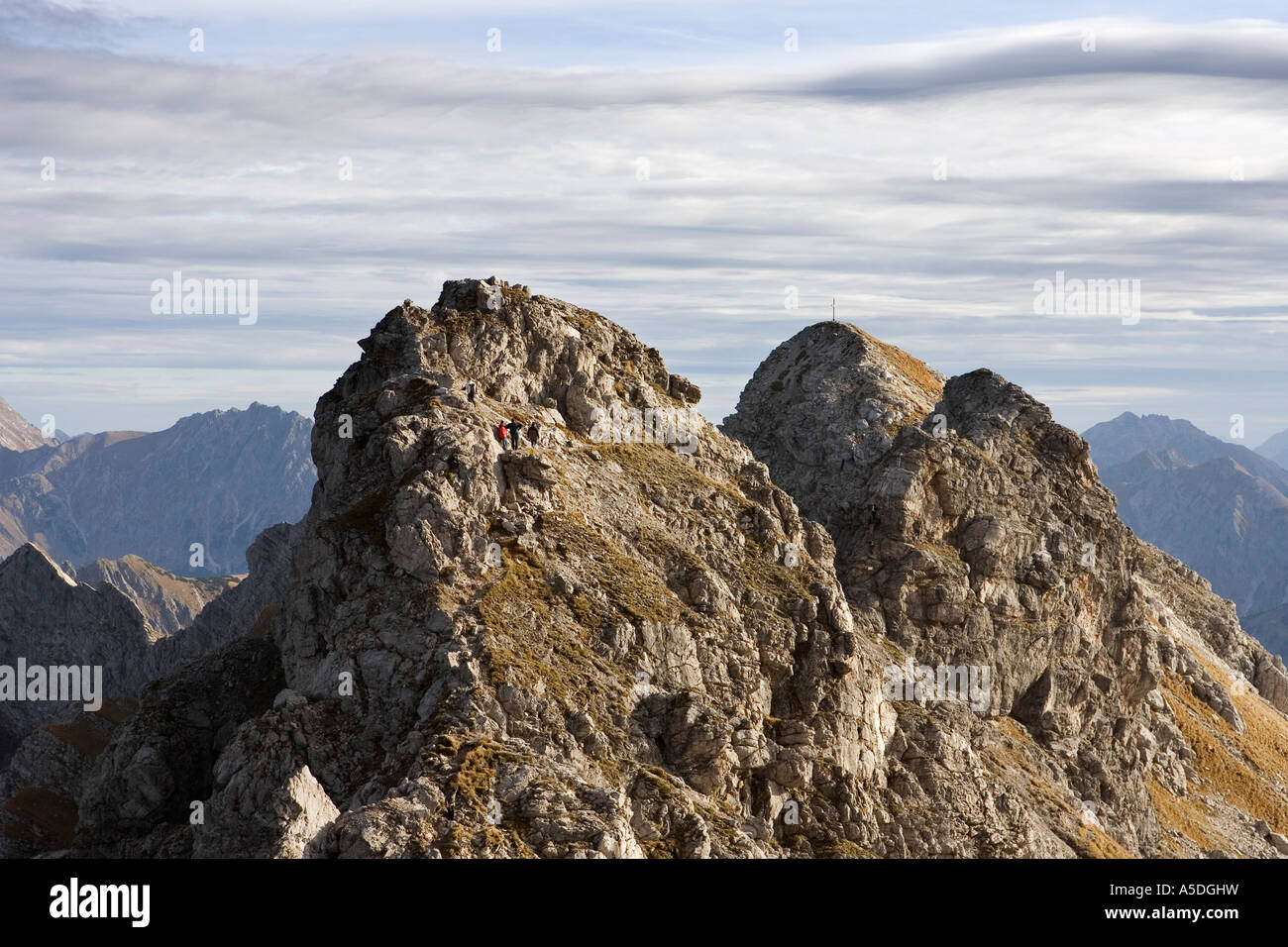 Blick vom Gipfel Nebelhorn Oberstdorf Allgaeu Deutschland Oktober 2006 Stockfoto