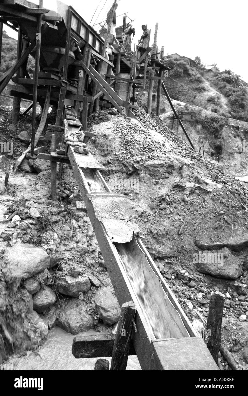 Arbeiter in der Nähe der mine Stockfoto