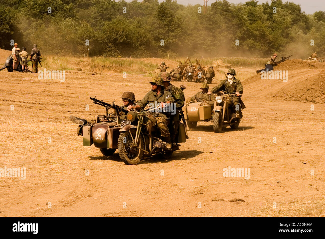 WWII re Enactment Motorrad corp Kent Stockfoto