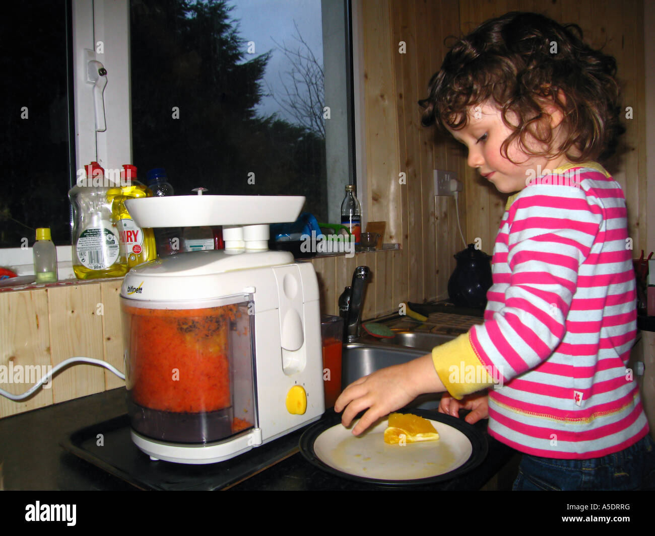 Kleines Mädchen helfen Youngster Irland Kid Stockfoto