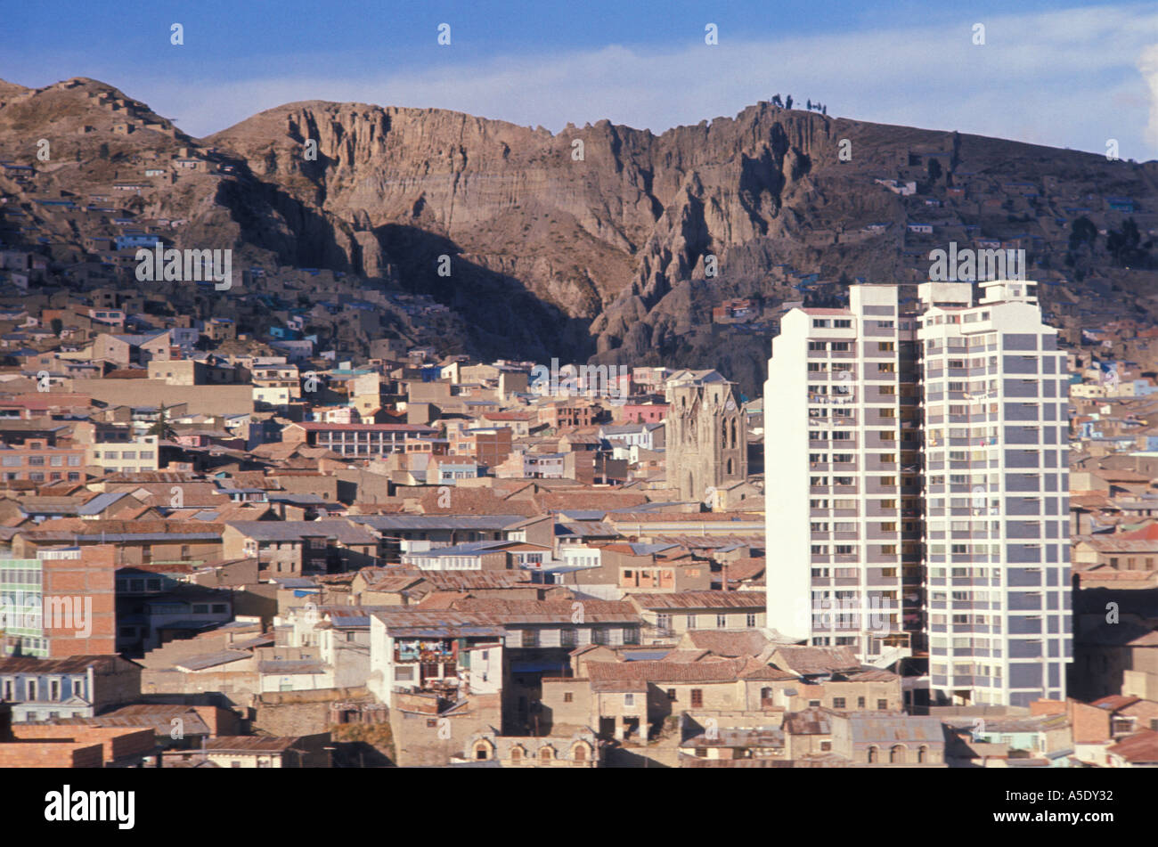 La Paz Hauptstadt von Bolivien in den hohen Anden Bergen in Mittelamerika Stockfoto