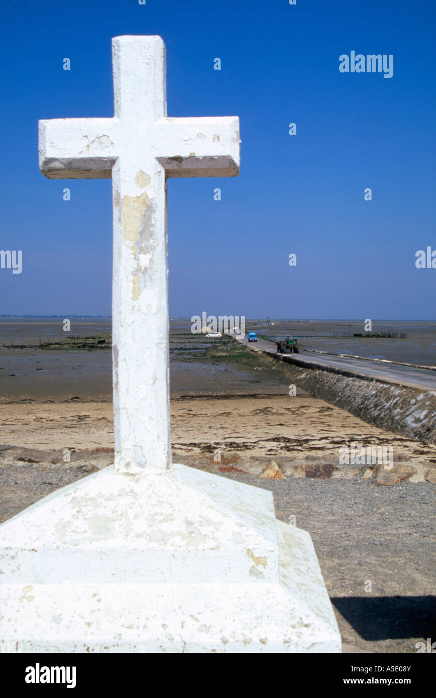 Passage du Gois, Unterwasser Gezeiten Weg zur Insel Noirmoutier vom Festland, Westfrankreich Stockfoto