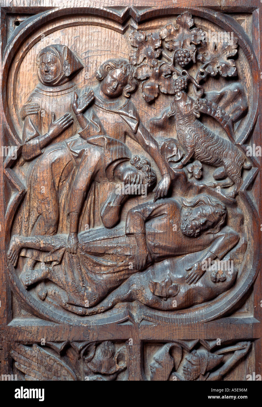 Köln, Dom, Detail des Chorgestühls Stockfoto
