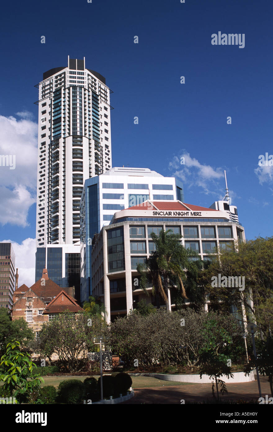 Wolkenkratzer und Parks im Herzen der Stadt Brisbane, Queensland, Australien Stockfoto