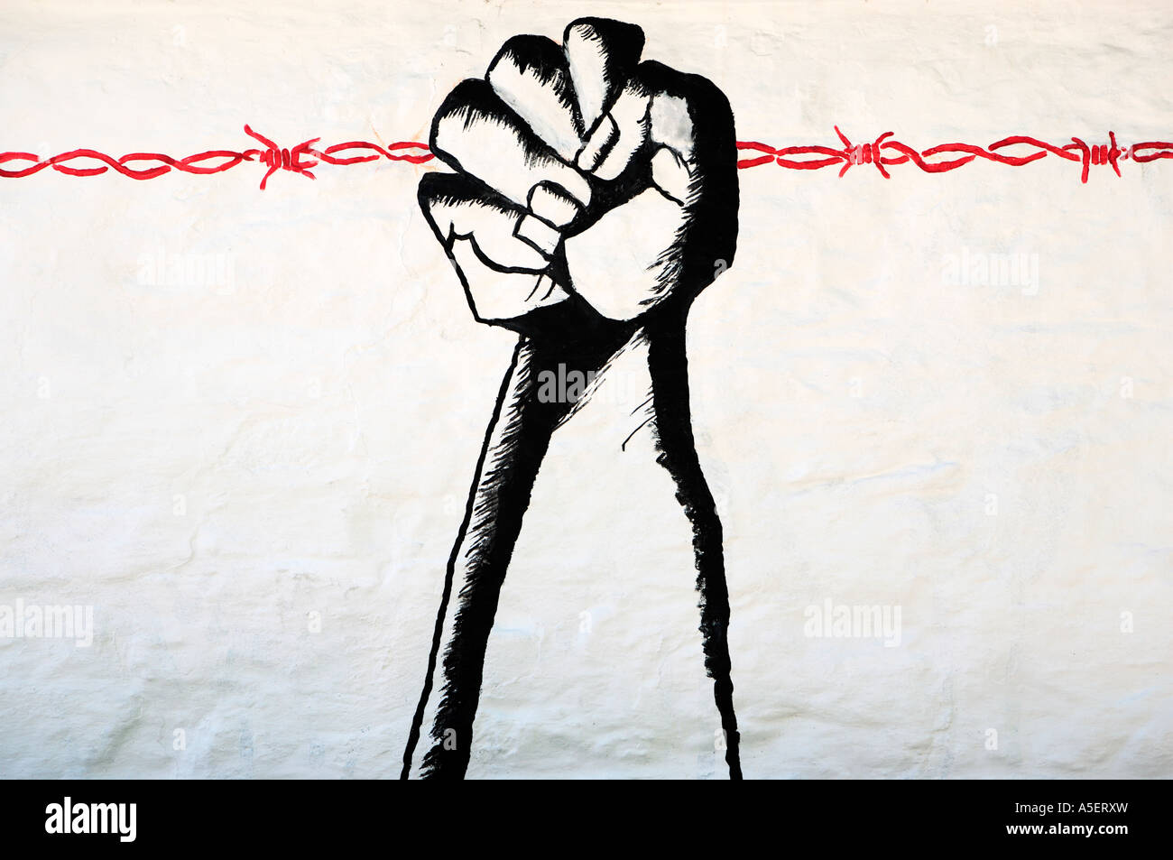 Black Power Salute an Wand gemalt Stockfoto