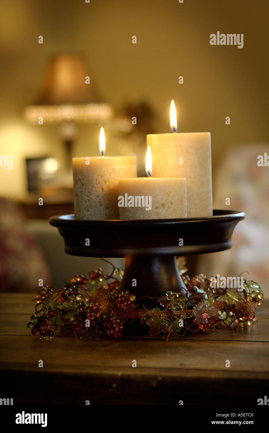 Dekorative Kerzen Herbst Stockfoto