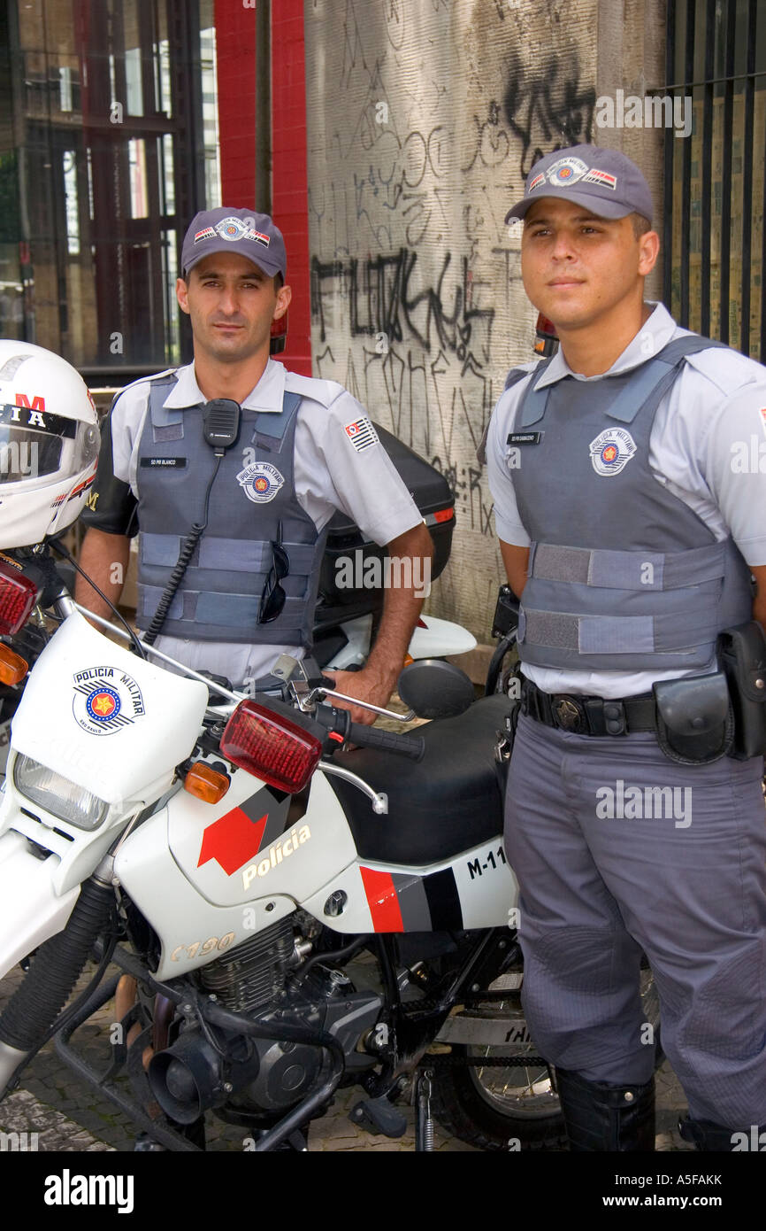 Militärpolizei auf Motorrädern in Sao Paulo Brasilien Stockfoto