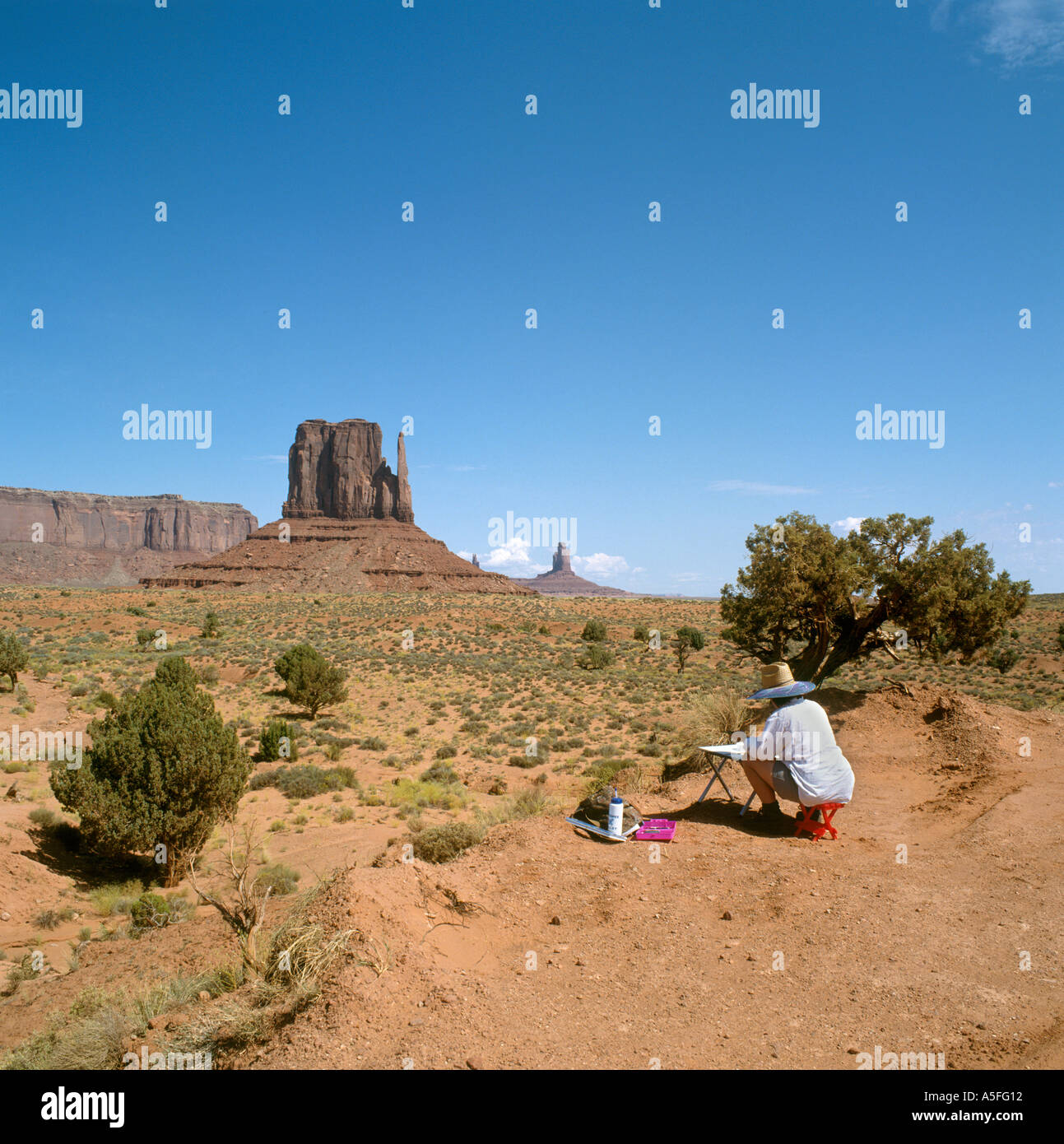 Künstler malen in den Navajo Tribal Park, Monument Valley, Arizona/Utah, USA Stockfoto