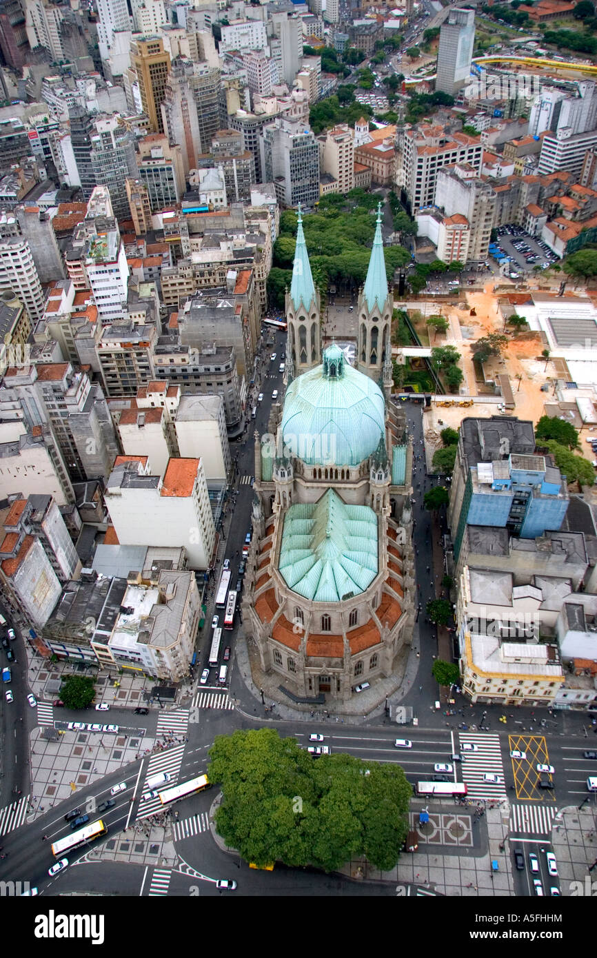 Luftaufnahme der städtischen Kathedrale Sao Paulo in Brasilien Stockfoto