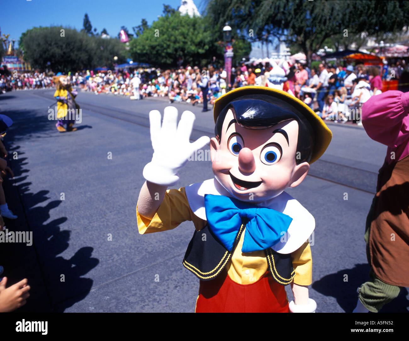Pinocchio-Charakter im Disneyland in Anaheim, Kalifornien Stockfoto