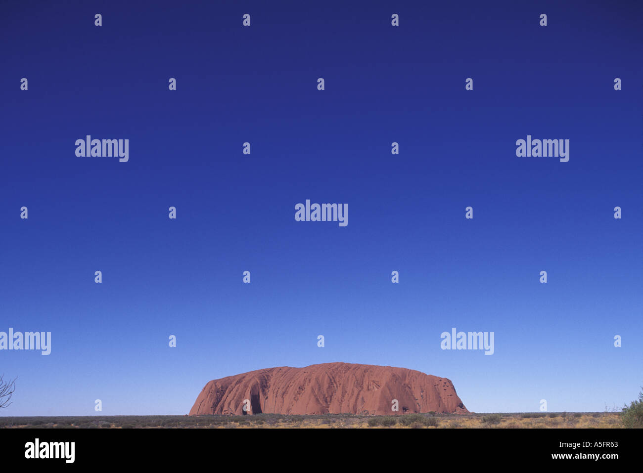 Australien Nord Gebiet tief blaue Wüste Himmel über Ayers Rock im Uluru Nationalpark Stockfoto