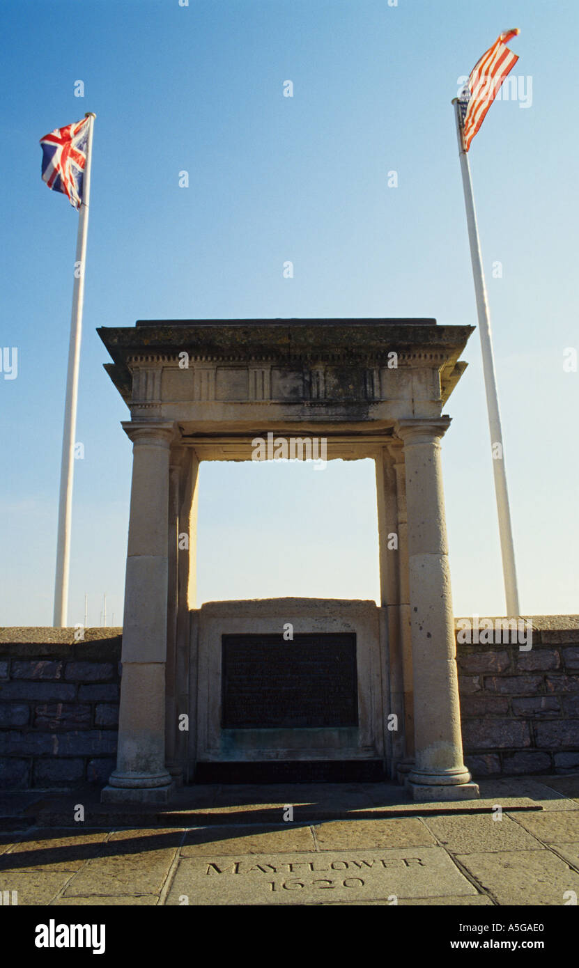 England Devon Plymouth Barbican Mayflower Schritte Memorial Stockfoto