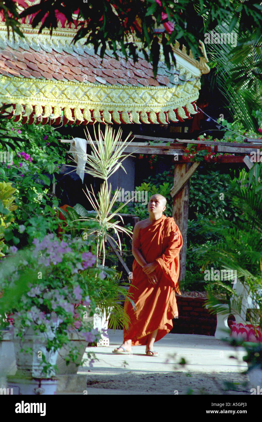 Mönch Sevannakhet Laos Stockfoto