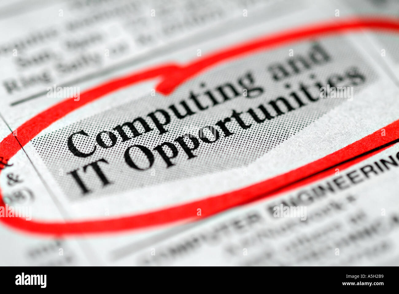 Computing und IT Stellenangebote in Zeitung Stockfoto