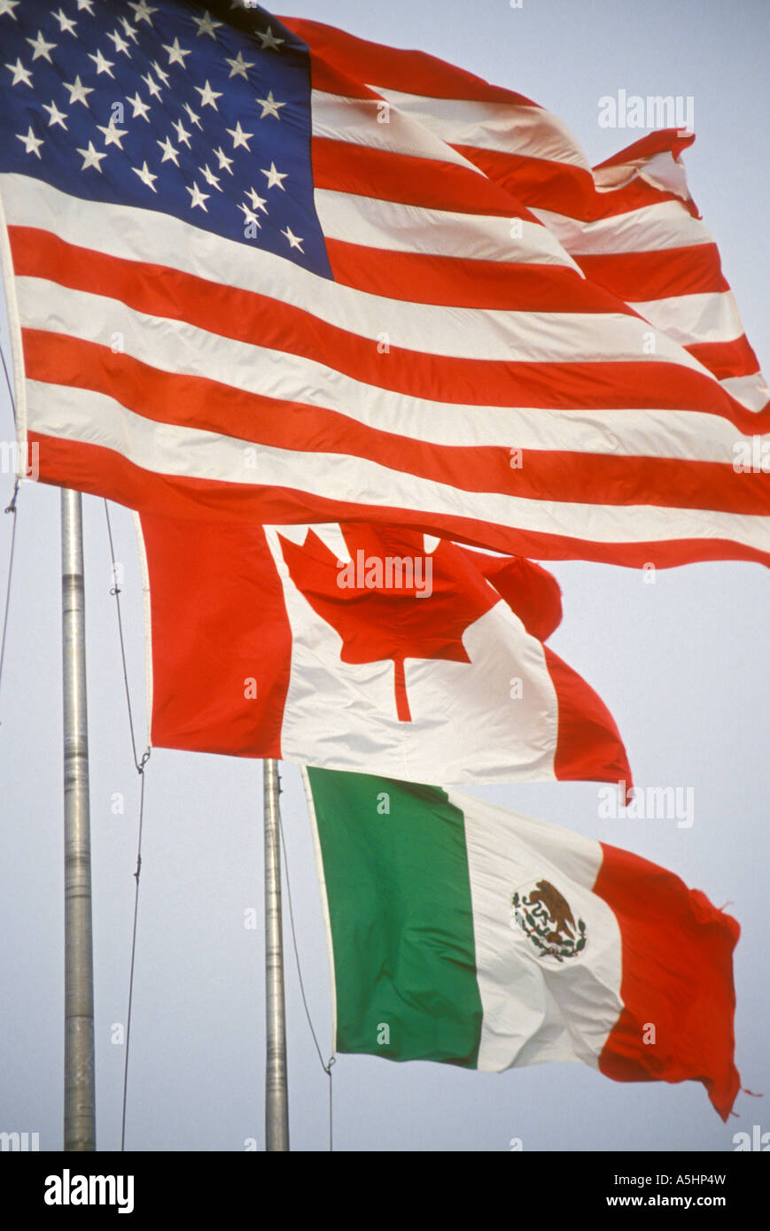 USA, Kanada und Mexiko Markierungsfahnen Stockfoto