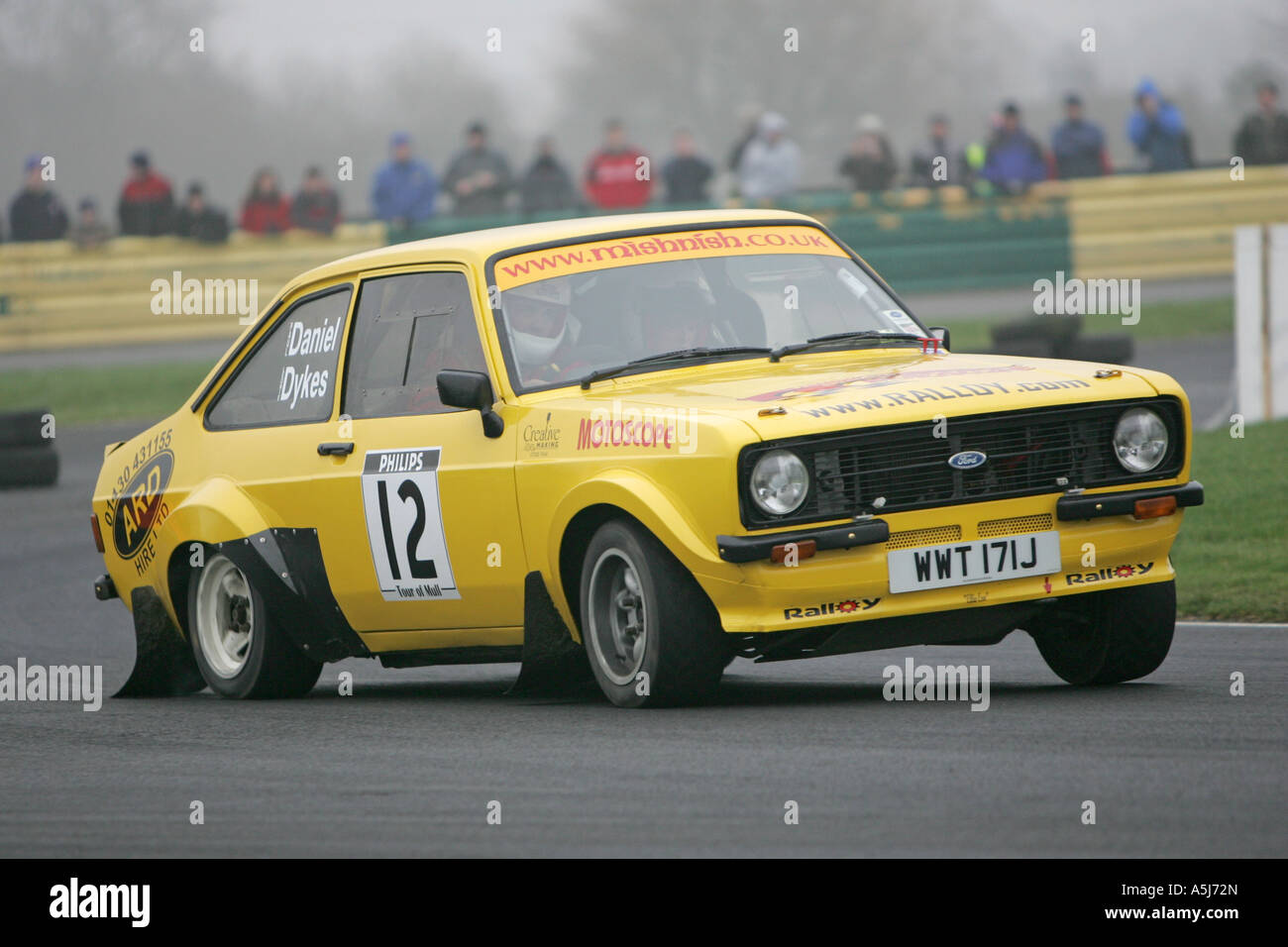 Ein Ford Escort Rallye in Croft. Stockfoto