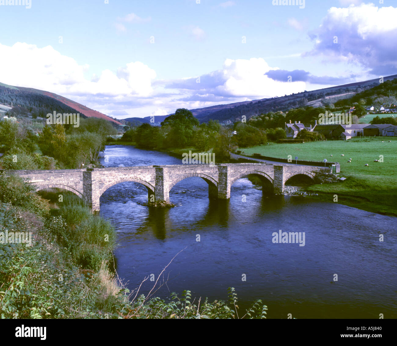 Brücke Fluss Dee Glyndyfrdwy North Wales Großbritannien Stockfoto