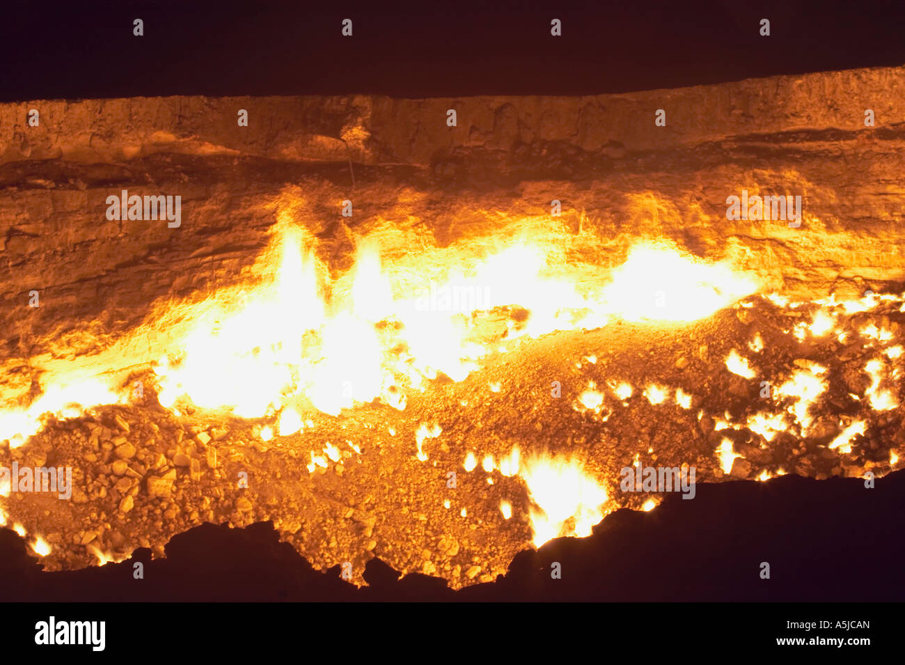 Krater in Darvaza Gas Stockfoto