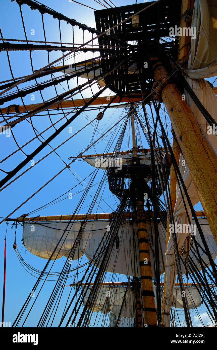 Karavelle segelt Kolumbus Segelboot Piratenabenteuer Stockfoto