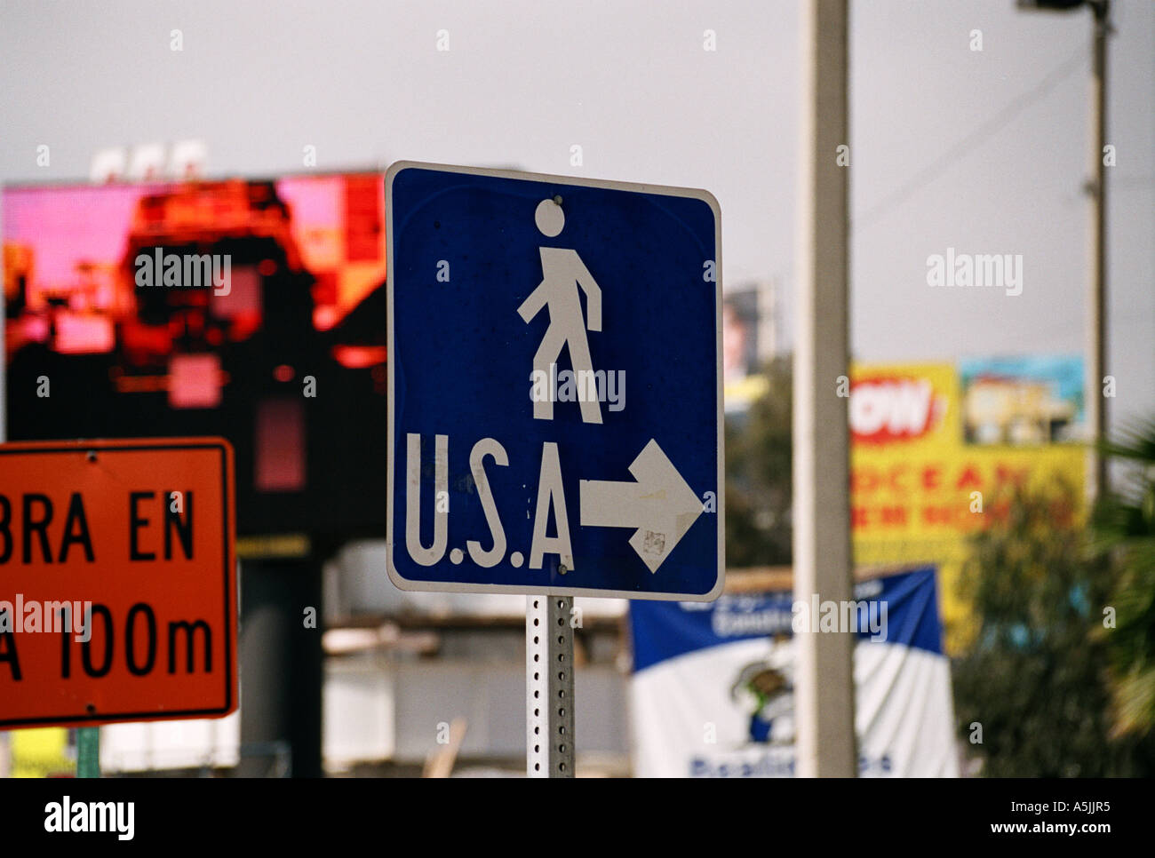 Einreise in die USA zu Fuß. Stockfoto