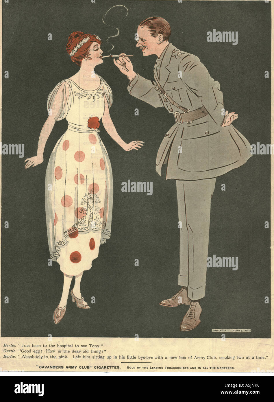 Cavander der Armee Cut Zigaretten Künstlers Will Owen ca. 1916 Stockfoto