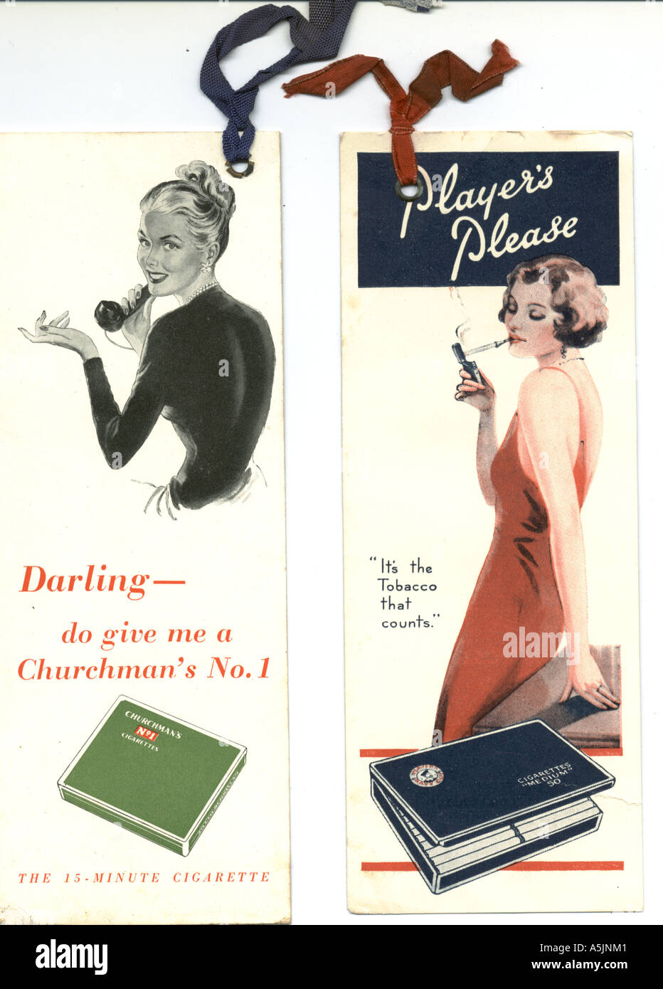 Lesezeichen, die Werbung Tabakmarken ca. 1935 Stockfoto