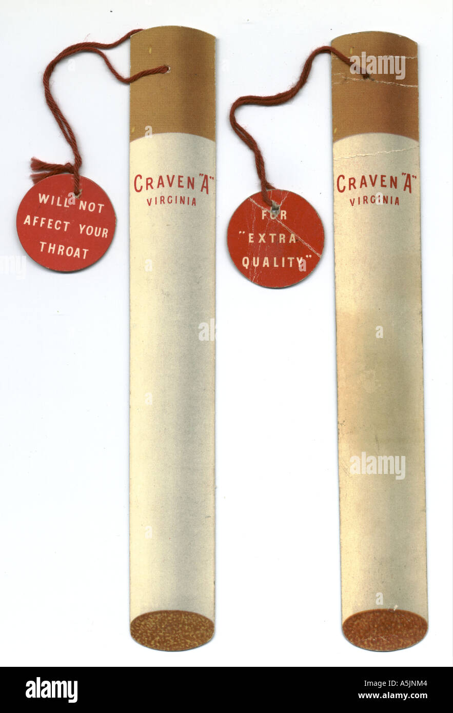 Verschenken Sie Werbung Lesezeichen für Craven 'A' Zigaretten ca. 1935 Stockfoto